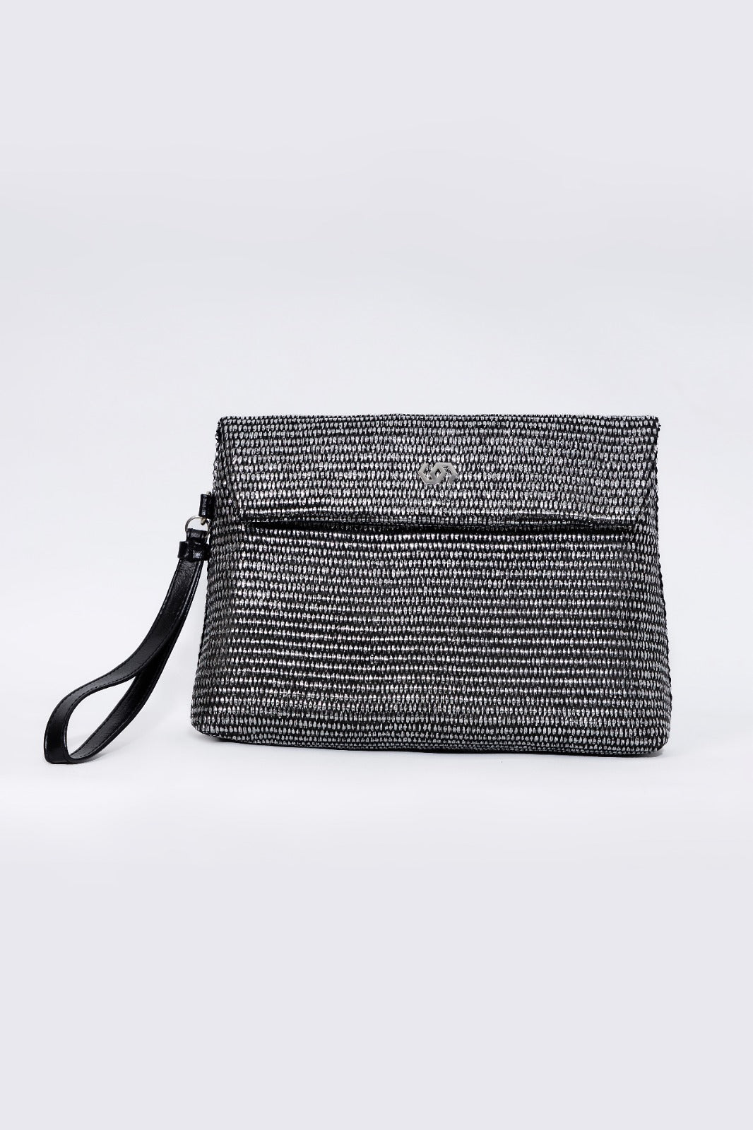 Co-Raffia Mettalic Pouch