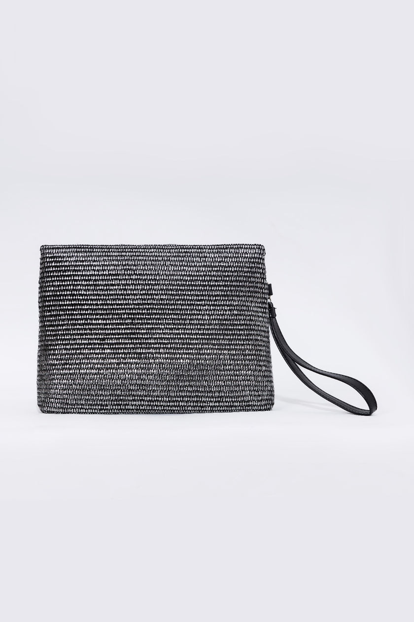 Co-Raffia Mettalic Pouch