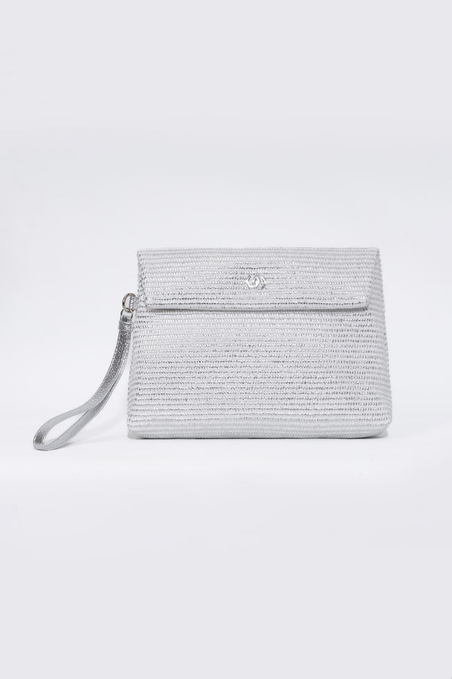 Co-Raffia Mettalic Pouch