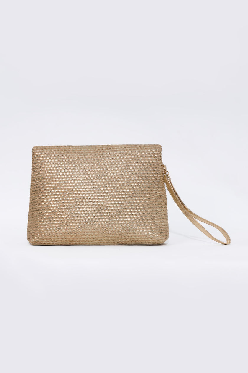Co-Raffia Mettalic Pouch